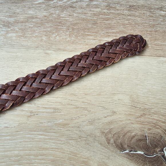 Vintage Taiwan R.O.C. Brown Braided Leather Belt sz Extra Large Retro Casual main image 8